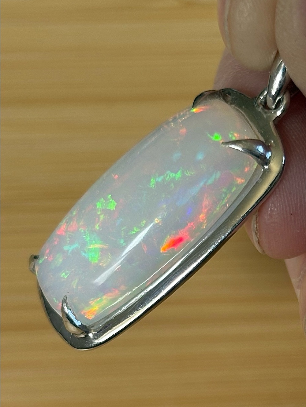 21ct AAA+ Ethiopian opal pendant with gorgeous fire and play of color!